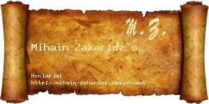 Mihain Zakariás névjegykártya